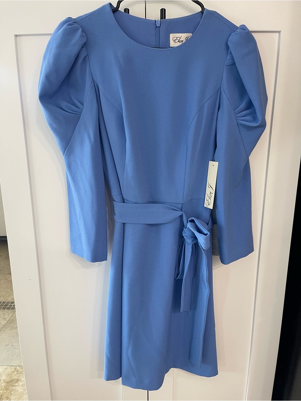 Eliza J Periwinkle Blue Long-Sleeve Puff Shoulder Dress